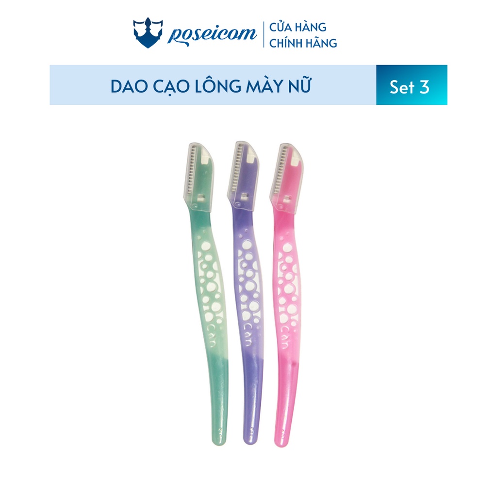 Set 3 Dao cạo lông mày lưỡi thép có màng bảo vệ Kai Can For Women Eyesbrow POSEICOM DC04