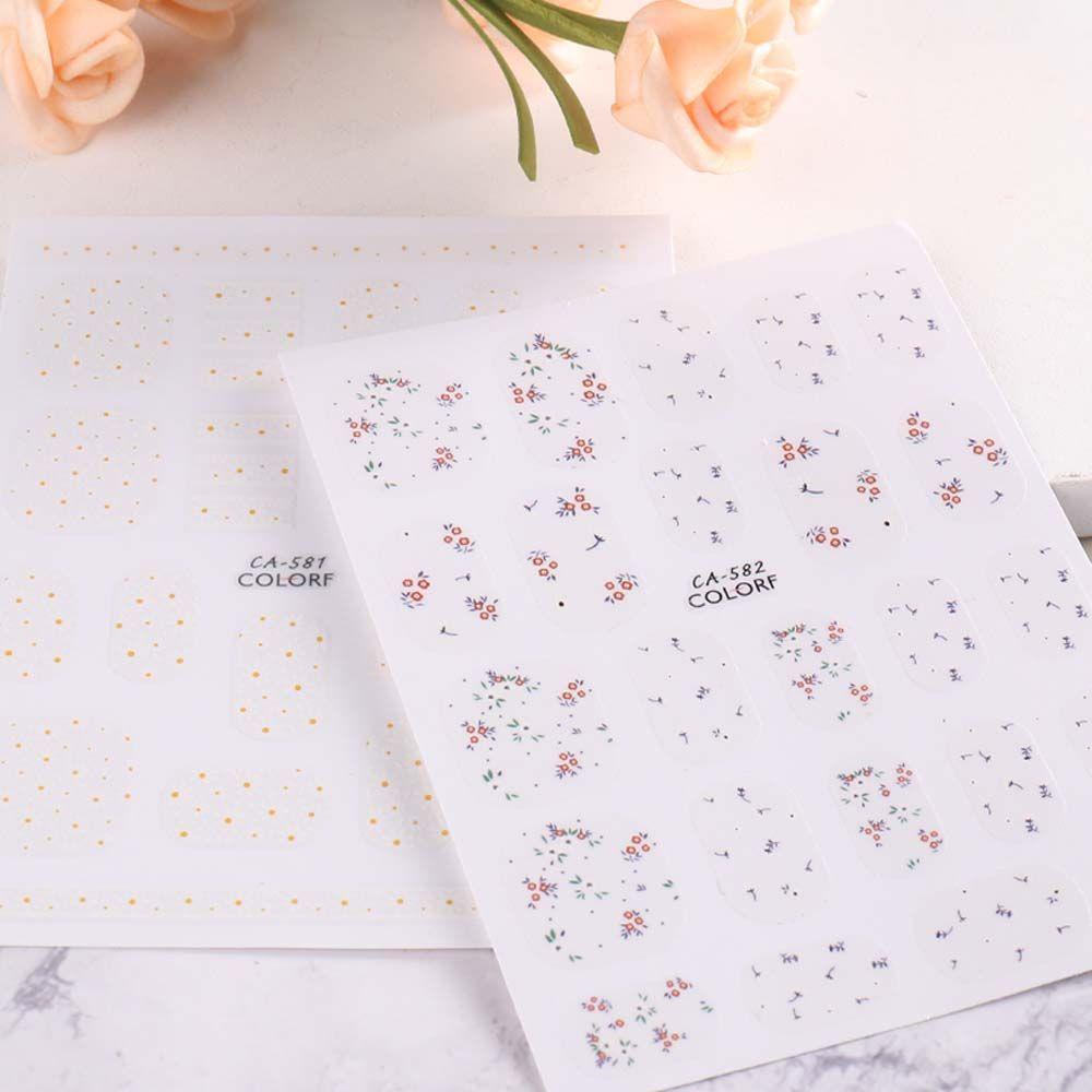Nhãn Dán Trang Trí Móng Tay 3D Tự Dính Họa Tiết Hoa Lá Mùa Xuân Hè