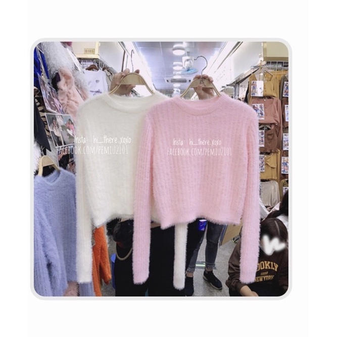 Áo len lông thỏ hồng