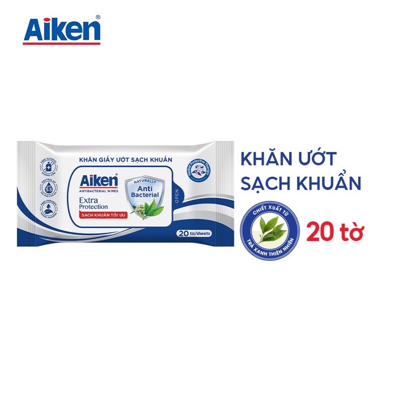 Khăn Ướt sạch khuẩn AIKEN 20 tờ