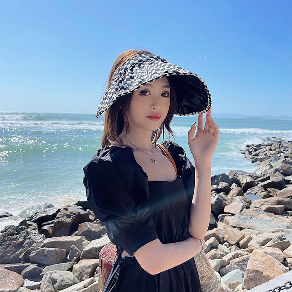 Nón Rộng Vành Chống Nắng Tia UV Họa Tiết Kẻ Sọc 26Eddie Thời Trang Đi Biển Cho Nữ
