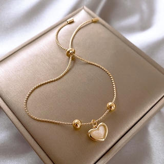 Vòng Tay Đính Đá Opal Hình Trái Tim Xinh Xắn Kiểu Hàn Quốc Cho Nữ