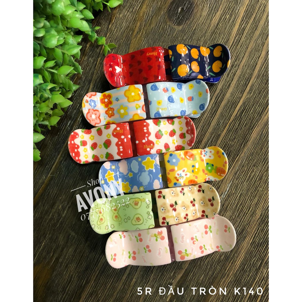 bấu tóc - kẹp gắp càng cua 5 răng đầu tròn in hoạ tiết thú mới Honey