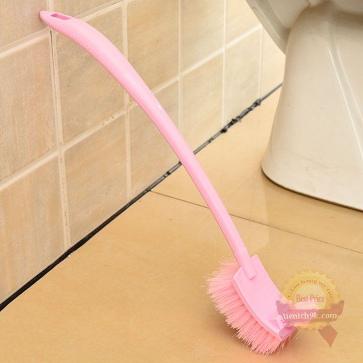 Bàn chải cọ rửa nhà tắm 2 đầu đa năng vệ sinh bồn cầu toilet có tay cầm cán dài