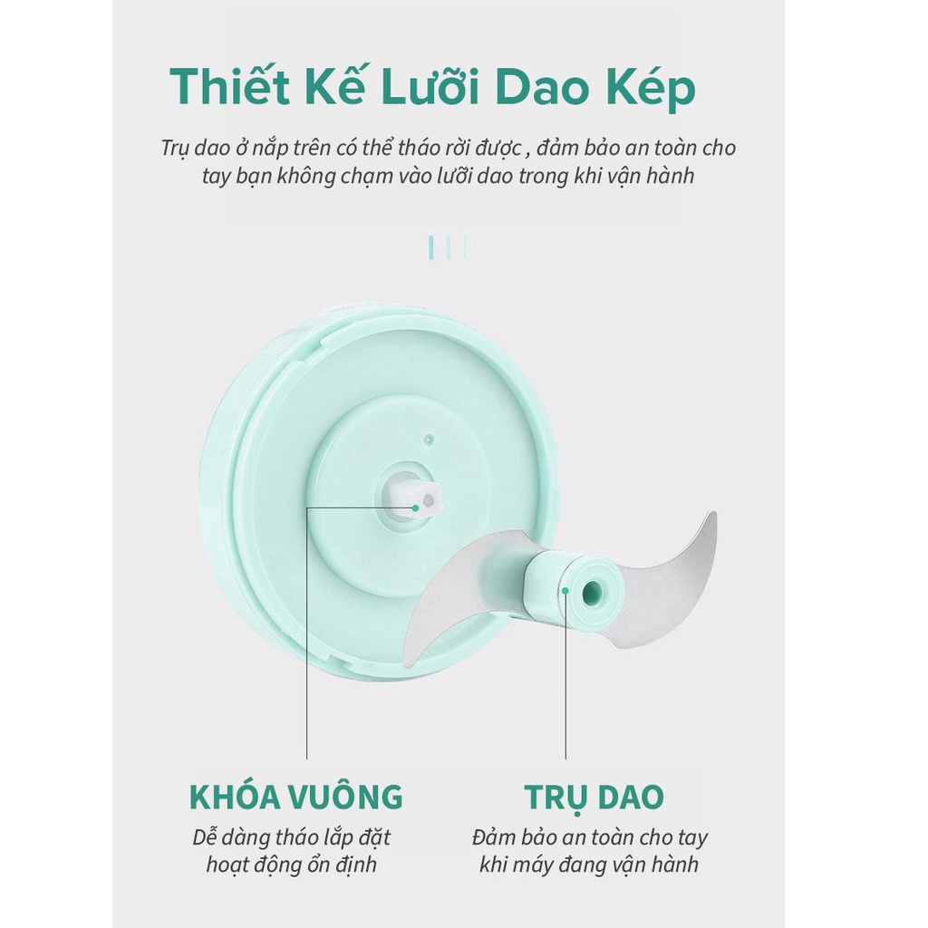 Máy xay đa năng sạc pin Tsuki TS-SR01 dung lượng 1200 mAh, xay hành tỏi, xay tiêu và gia vị khác