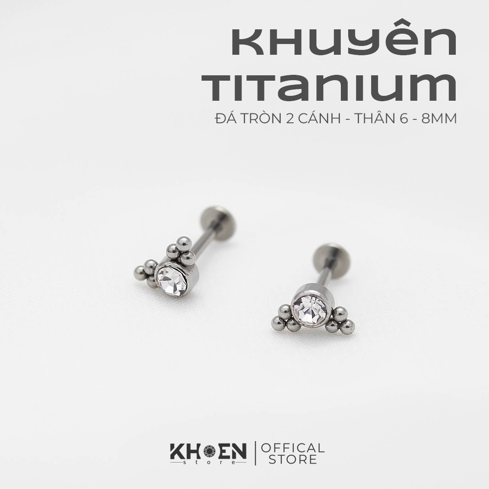 Khuyên Đá Tròn 2 cánh  Titanium G23