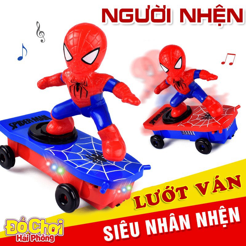Đồ chơi trẻ em Người Nhện lướt ván - Siêu nhân nhện spiderman xoay 360 độ phát nhạc đồchơitrẻem Esiêu hot