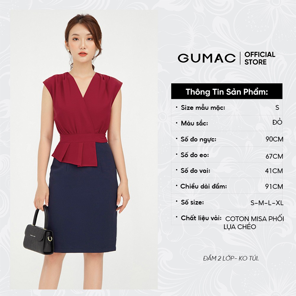 [Mã MABR07062 giảm 8% tối đa 50K đơn từ 249K] Đầm ôm body nữ bút chì bèo đắp GUMAC nhiều màu thanh lịch DB557 | BigBuy360 - bigbuy360.vn