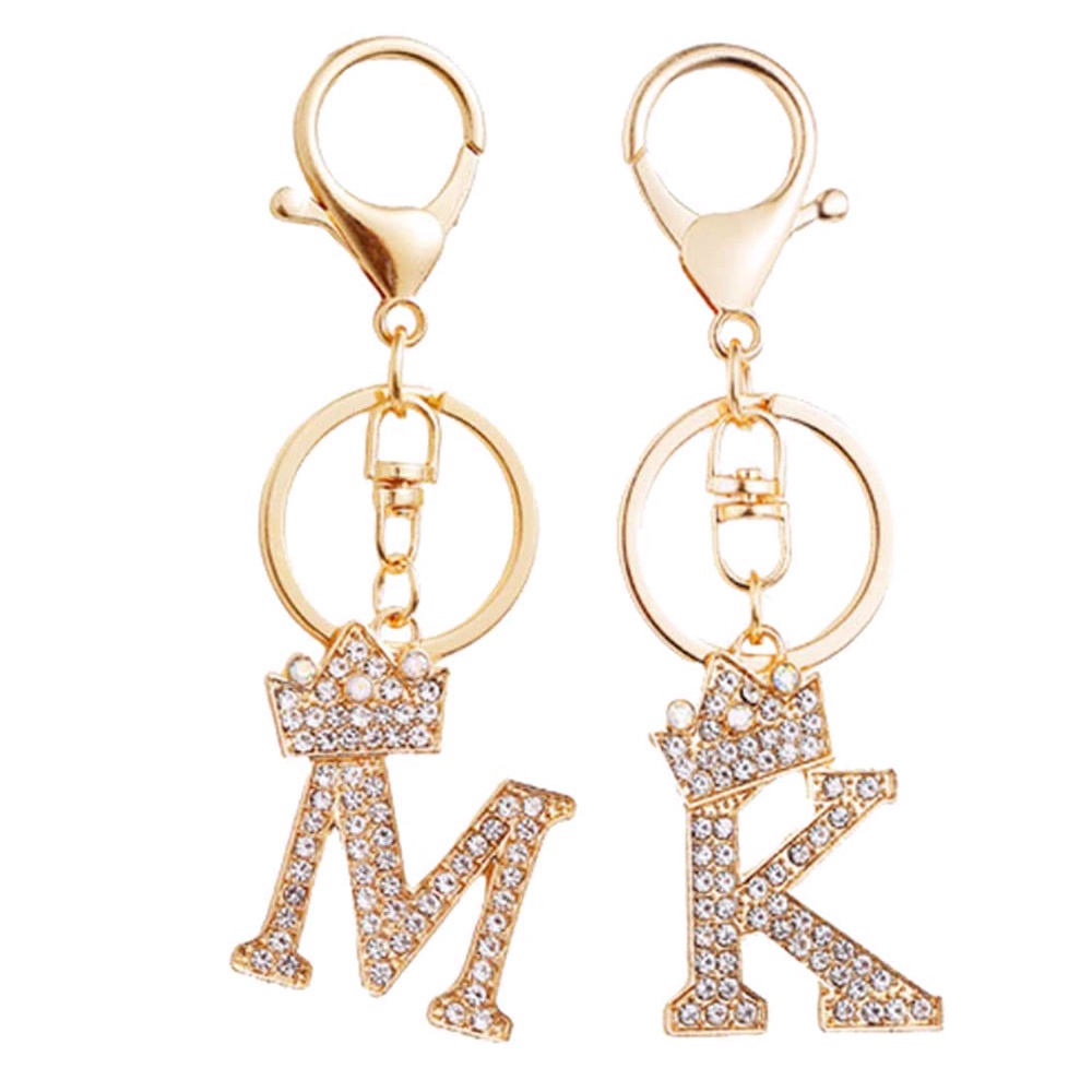 Móc Khóa Hình 26 Chữ Cái Đính Đá Sang Trọng