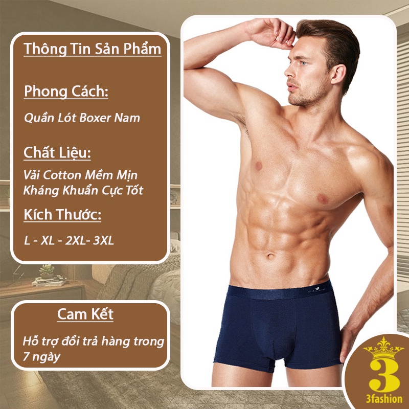 Combo Quần Boxer Nam Icon Eagle Vải Cotton Cao Cấp Mềm Kháng Khuẩn Viền Mỏng - MSP 915
