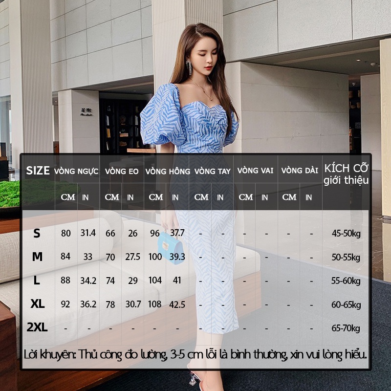 ZYHT Đầm Midi Trễ Vai Tay Phồng Phong Cách Hàn Quốc Thời Trang Mùa Hè Quyến Rũ 5173