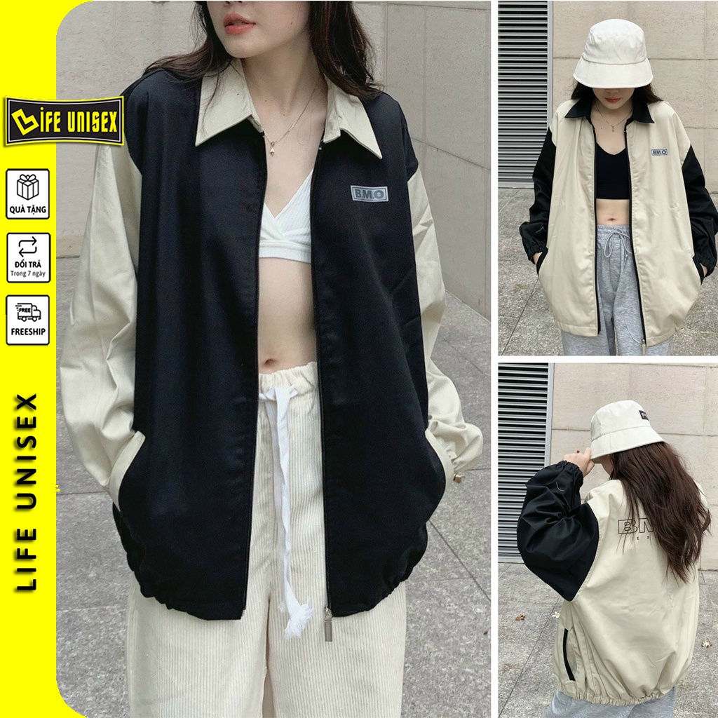 Áo Khoác Kaki kiểu sơ mi thêu B.M.O Nam Nữ Unisex Cao Cấp Áo Khoác Dù KaKi Cặp Đôi 2 Lớp Form Rộng - Life Unisex