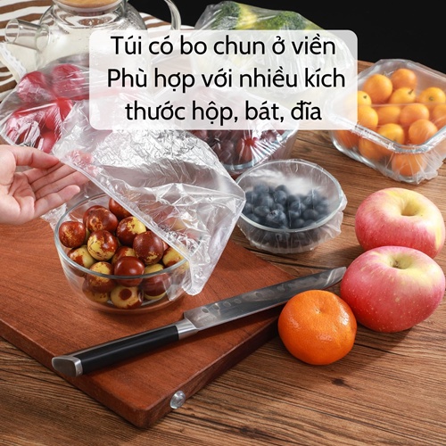 Màng bọc thực phẩm SALE Túi bảo quản thực phẩm co giãn nilon PE có chun siêu dai tái sử dụng tiện lợi giá rẻ