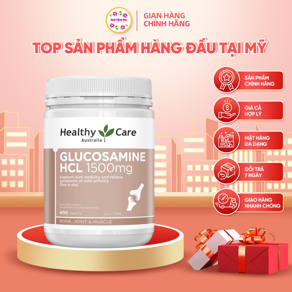 Viên uống hỗ trợ xương khớp Healthy Care Glucosamine HCL 1500mg 400 viên quatangme
