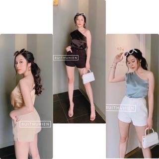 Áo kiểu lệch vai vải phi sang xịn mịn