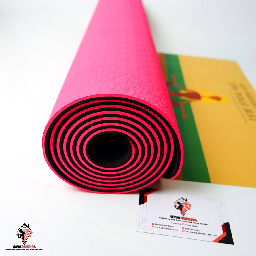 Thảm Tập Yoga Định Tuyến 6mm 2 Lớp Cao Cấp, Thảm Yoga TPE Cao Cấp Chống Trượt, Thảm Tập  Gym Yoga Pilates, Thảm Yoga TPE