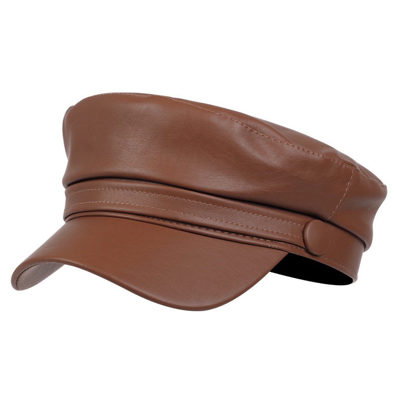 Mũ Beret Da PU Phong Cách Quân Đội Thời Trang Cá Tính Cho Nữ