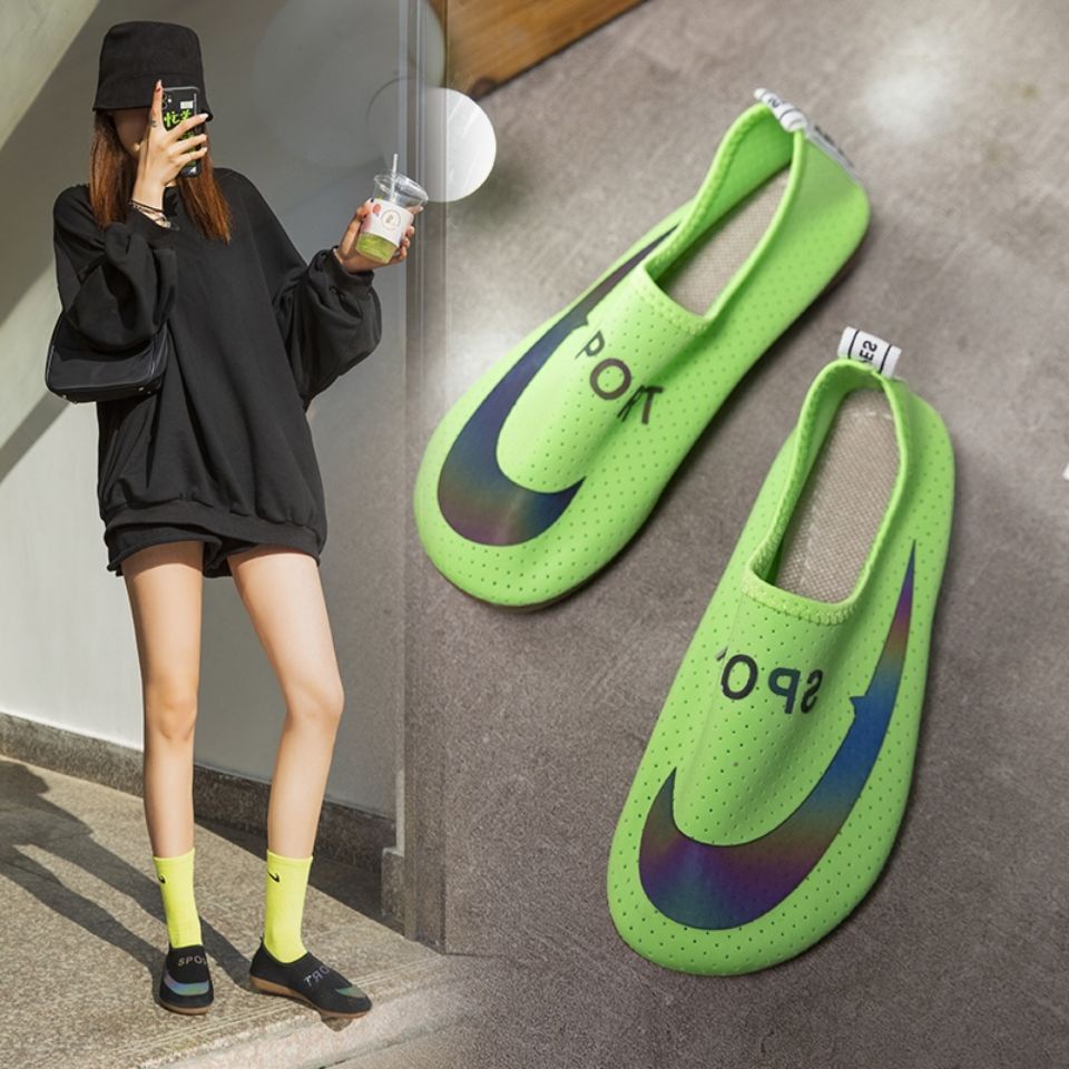 Giày Thể Thao Chạy Bộ Chống Trượt Thoáng Khí Đế Bằng Co Giãn Màu Sắc Thời Trang Xuân Hè Năm 2021 Cho Nữ Dễ Phối Đồ