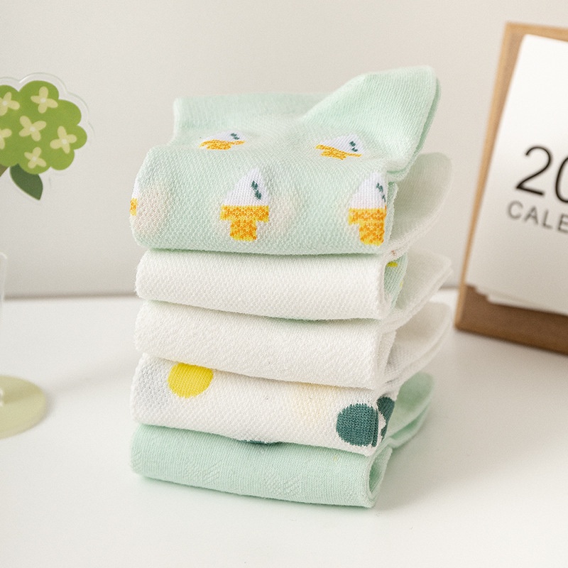 Vớ cotton Cổ Thấp Họa Tiết Gấu Hoạt Hình Màu Trắng Dễ Thương Thời Trang Cho Nữ