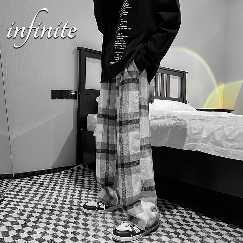 Quần Dài Nam Ống Rộng Họa Tiết Caro Thời Trang Phong Cách