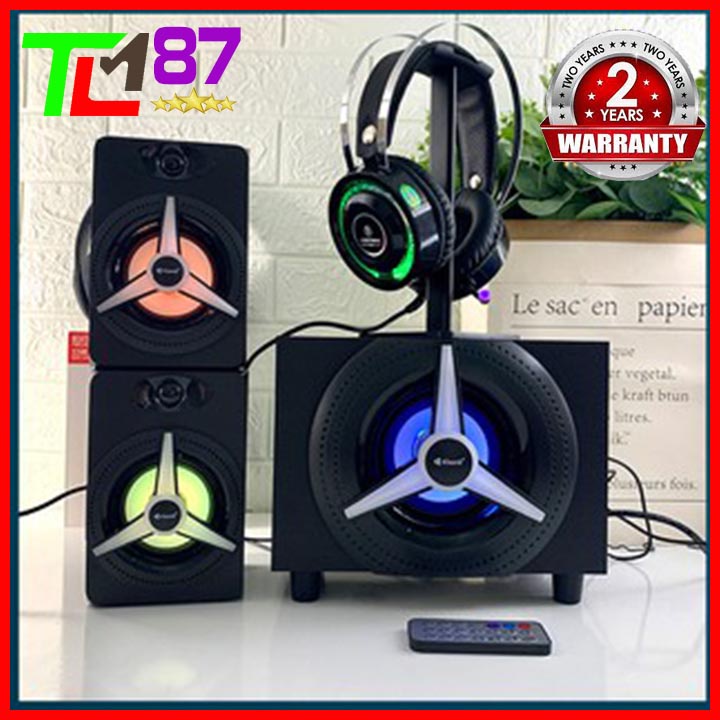 Loa Máy Vi Tính Đèn LED 7 Màu Bluetooth Bass Công Suất Lớn 2.1 KISONLI TM-7000A - Loa Nghe Nhạc PC Laptop Để Bàn Mini