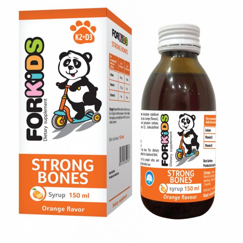 FORKIDS STRONG BONES 150ml bổ sung Canxi, D3, Mk7 giúp xương răng chắc khỏe, phát triển chiều cao