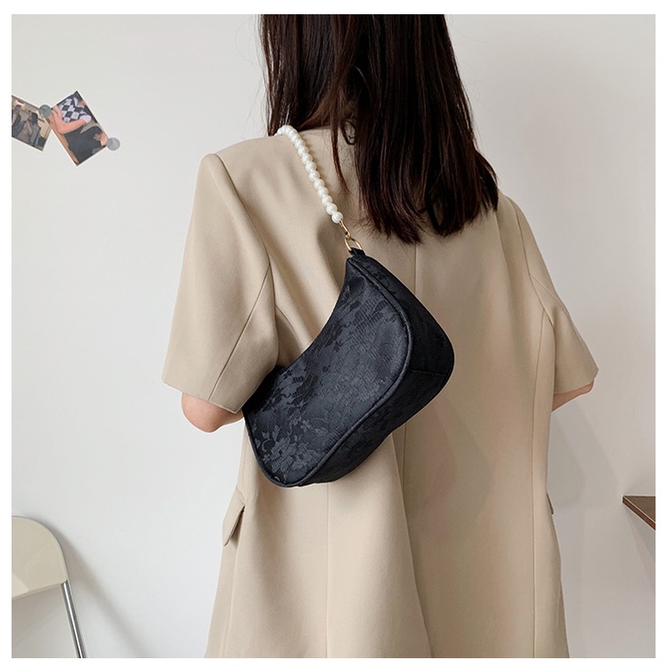 Túi đeo vai JASMIN NOIR bề mặt ren đính hạt ngọc trai nhân tạo thời trang dành cho nữ
