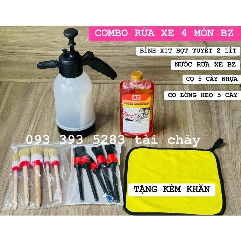 COMBO 4 MÓN RỬA XE BZ ( TĂNG KÈM KHĂN LAU XE THẤM HÚT )