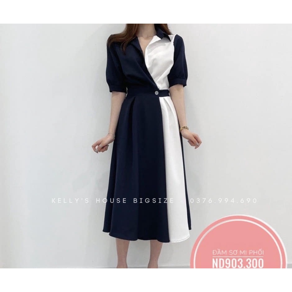 Đầm Bigsize Sơ Mi Phối Thắt Eo