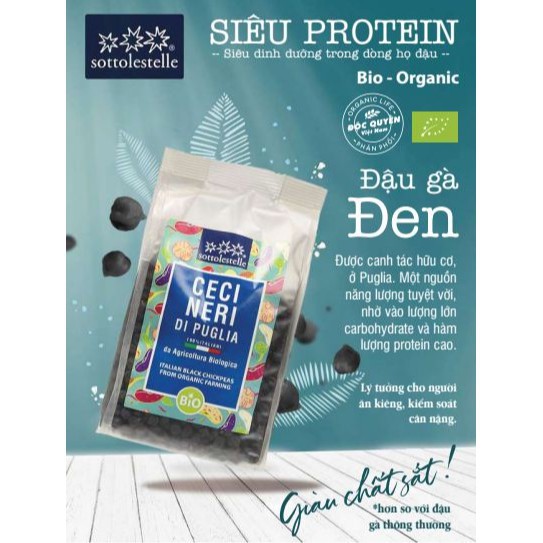 Đậu Gà Đen Hữu Cơ Sotto 400g Organic Black Chickpeas