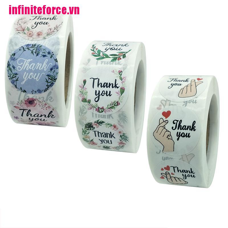 Cuộn 500 Sticker Chữ Thank You Xinh Xắn Dùng Trong Trang Trí