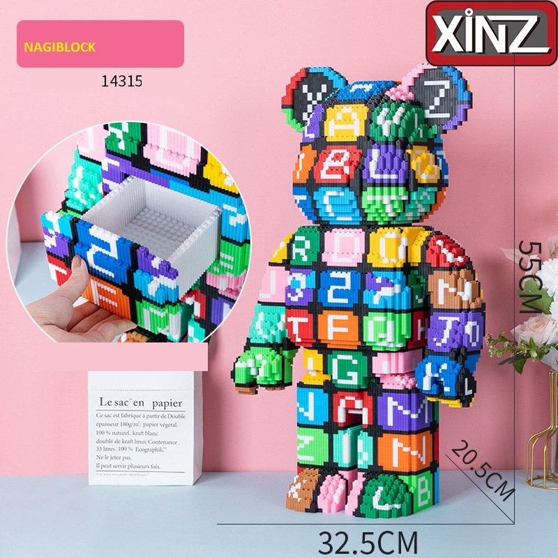 Xếp hình 3D Bearbrick cao 55cm đồ chơi block mimi XIZAI