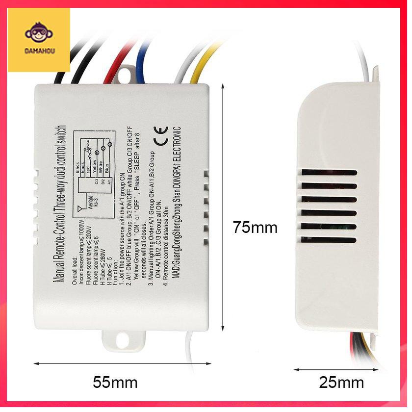 220V 3 chiều BẬT / TẮT Công tắc điều khiển từ xa RF kỹ thuật số không dây cho đèn chiếu sáng