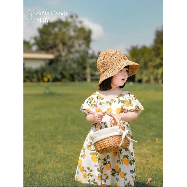 Váy công chúa Sofia Candy cho bé gái vàng chanh, siêu xinh, chất liệu cotton mịn