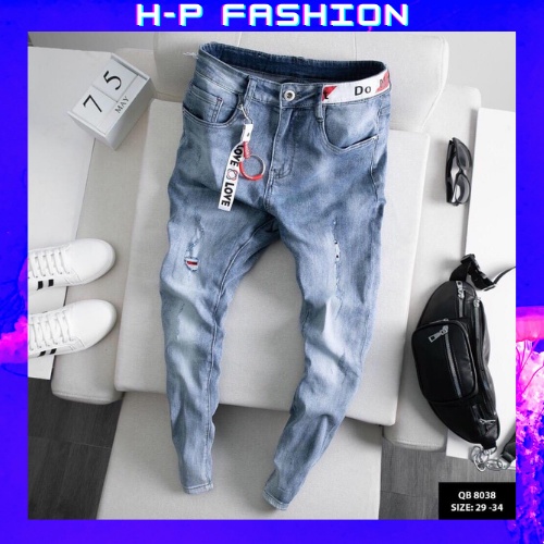 Quần jean nam trơn thời trang Hpfashion, Quần bò nam trơn vải jean co giãn mềm mịn, form cực chuẩn - QJNTCS35