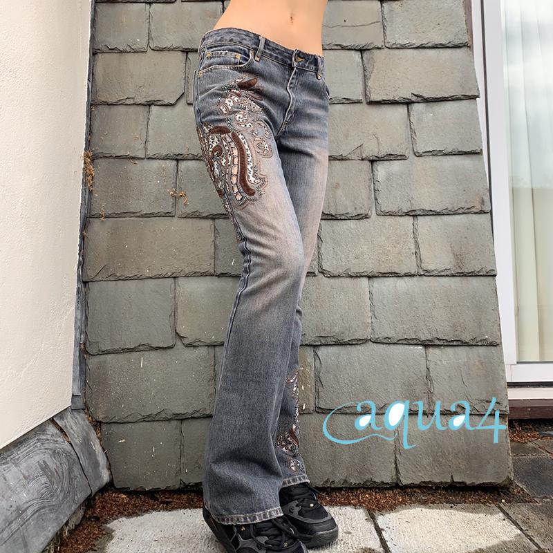 Quần Jeans Dài Ống Loe Thời Trang Harajuku Y2K Dành Cho Nữ