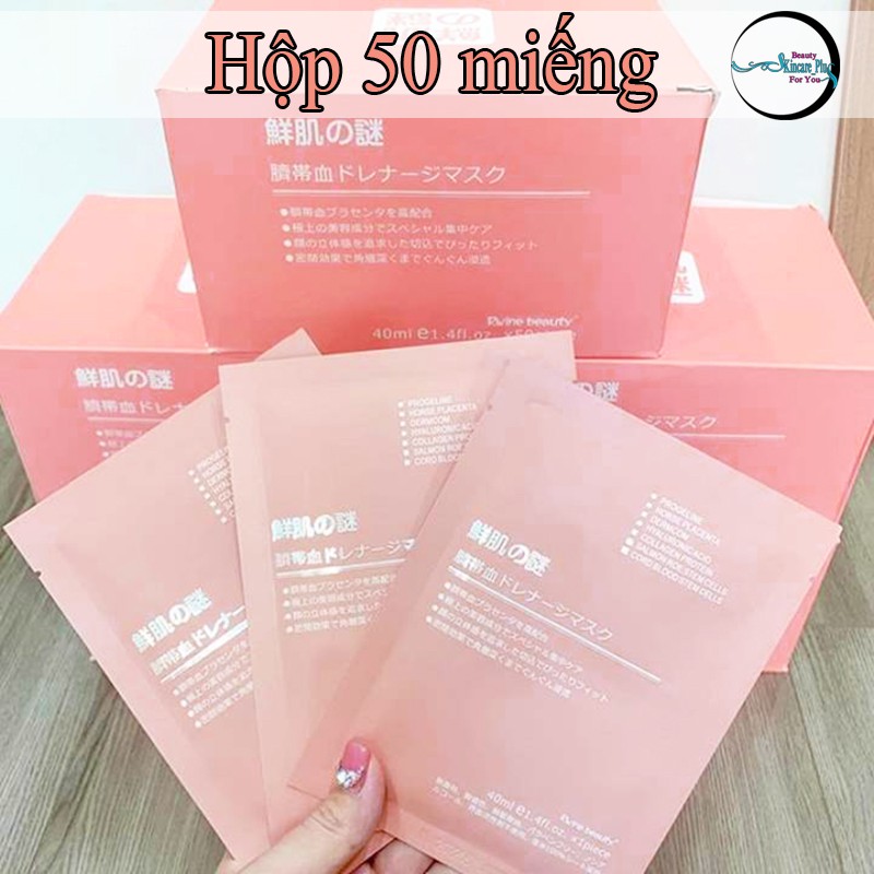 Hộp 50 miếng mặt nạ nhau thai cừu/ Mặt Nạ Rwine Beauty Stem Cell Placenta Mask Nhật Bản