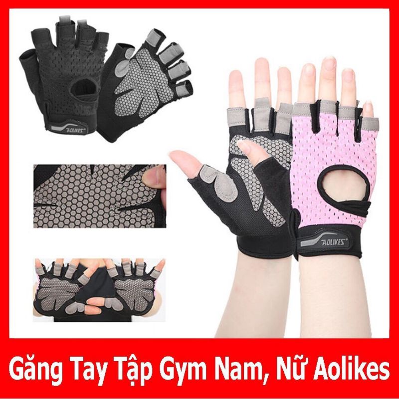 Găng Tay Nam, Nữ Tập Gym Chính Hãng Aolikes Hở Bàn cao cấp thoáng khí