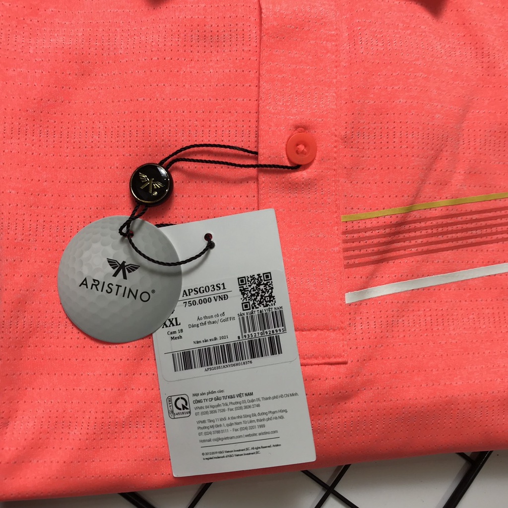 Áo polo nam Aristino  GOLF FIT cao cấp màu cam APSG03S1
