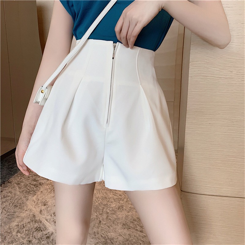 Quần short nữ Ulzzang lưng cao gen bụng khóa trước siêu xinh QS02