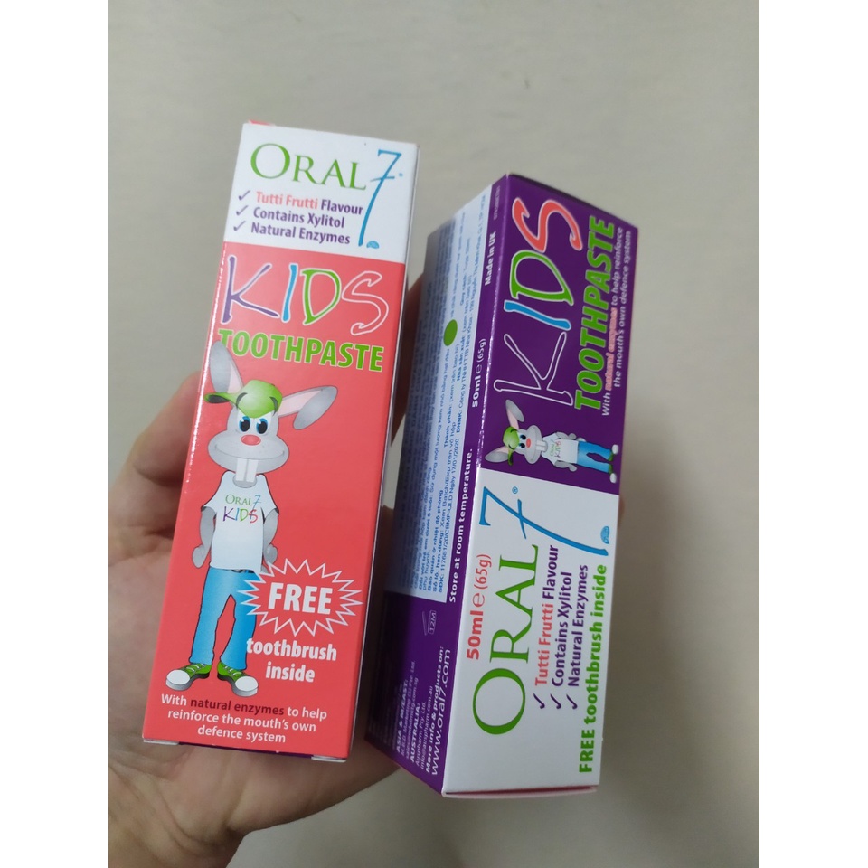 Kem đánh răng cao cấp dành cho trẻ em từ 3 đến12 tuổi Oral7 Kids Toothpaste hương trái cây an toàn cho bé