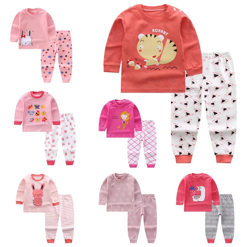 Bộ Đồ Ngủ Cotton Dài Tay Xinh Xắn Dành Cho Bé