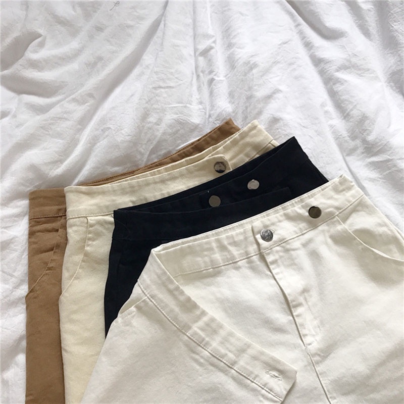 Quần đùi giả váy IELGY dáng chữ A lưng cao vải cotton phong cách Hàn Quốc thời trang dành cho nữ