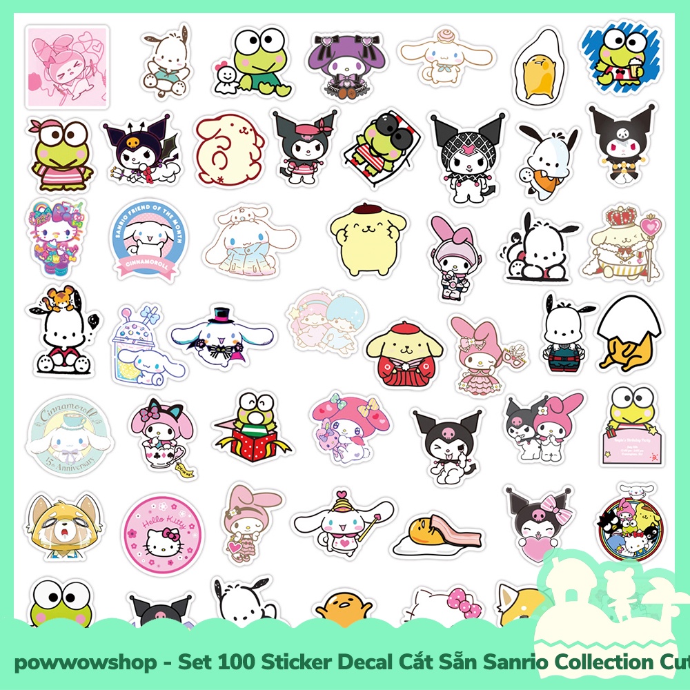 [Sẵn VN - Hỏa Tốc] Set 100 Sticker Mini Decal Dán Trang Trí Vật Dụng Mẫu Sanrio Family Collection Cute Days