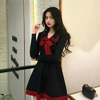 [Có sẵn] Đầm xoè ullzang cổ thủy thủ
