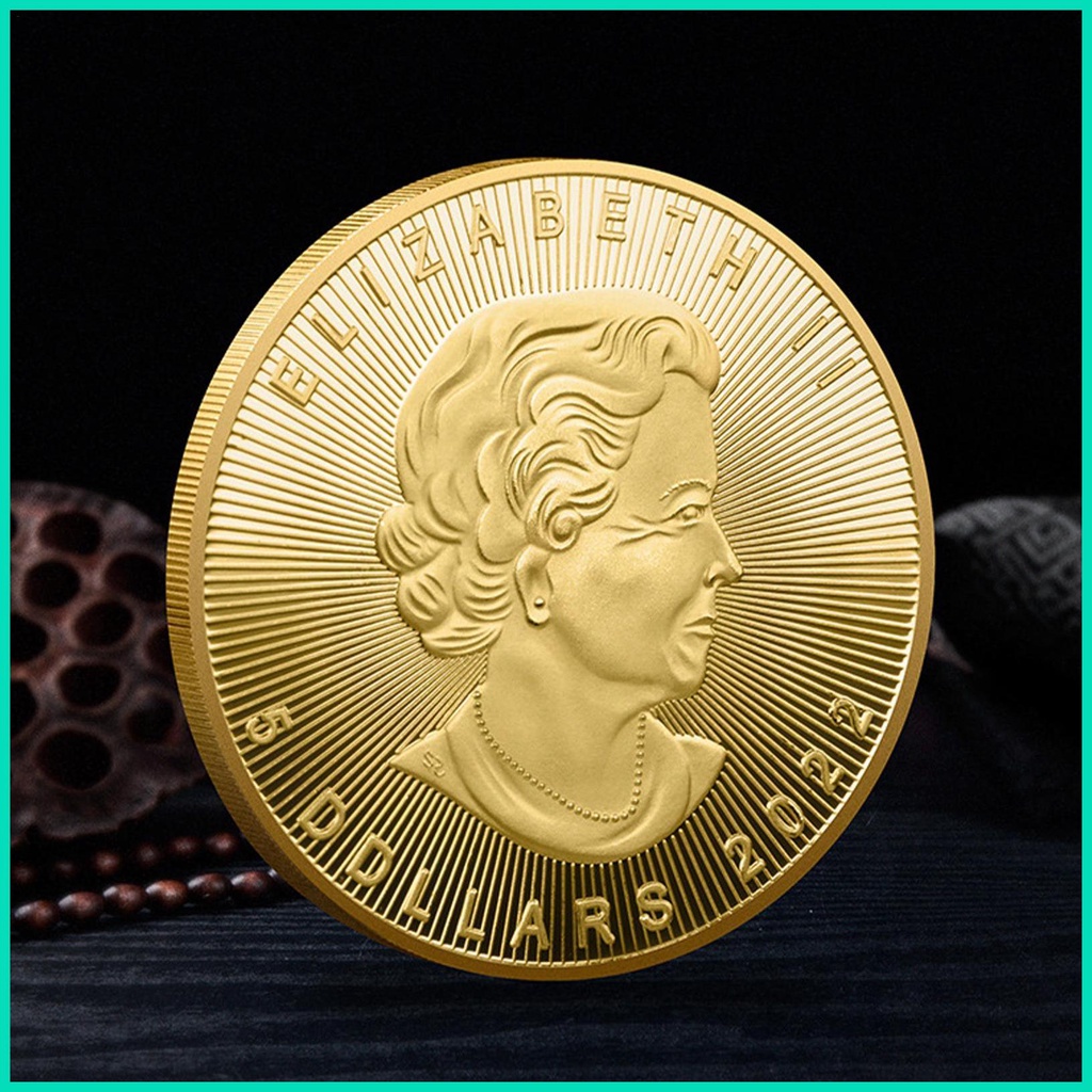 Đồng Xu Kỷ Niệm Queen Elizabeth II Họa Tiết Lá Phong Màu Vàng / Bạc Làm Quà Tặng Cho Nữ Hoàng Jubilee Platinum