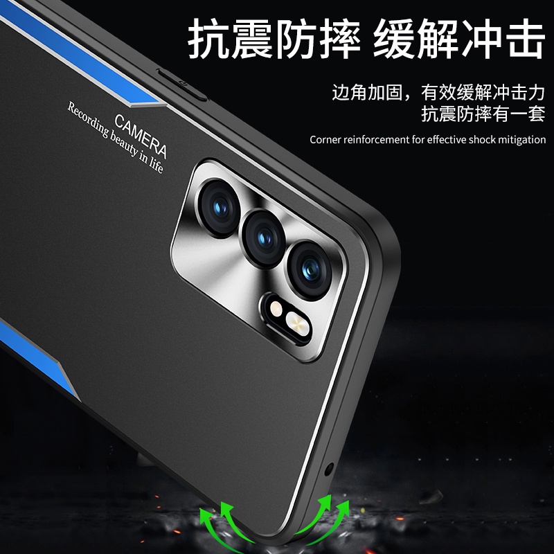 Ốp Điện Thoại PC+TPU + Hợp Kim Nhôm Chống Sốc Cho OPPO Reno 6 5G OPPO Reno 6 5G