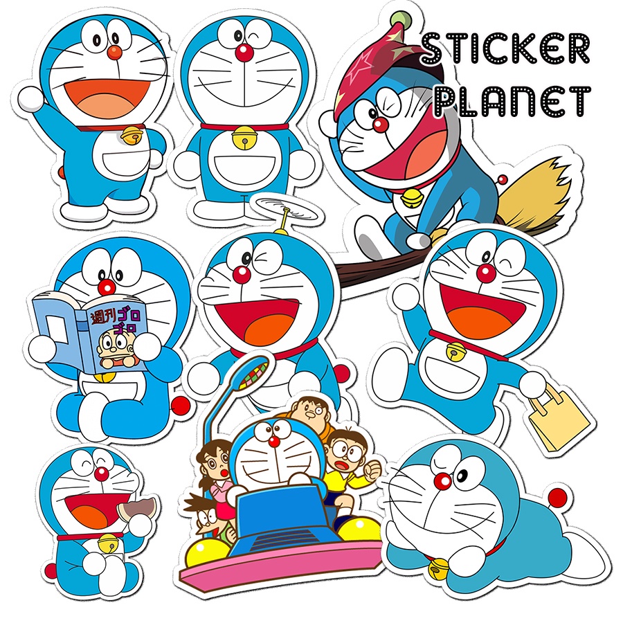 Bộ sticker DORAEMON chống thấm nước trang trí mũ bảo hiểm, đàn, guitar, ukulele, điện thoại laptop