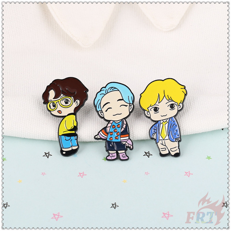 ★ BTS Bangtan Boys Tiny Tan：Virtual Cartoon Characters - KPOP Super Star Brooches ★ 1Pc Fashion Doodle Enamel Pins Backpack Button Badge Brooch