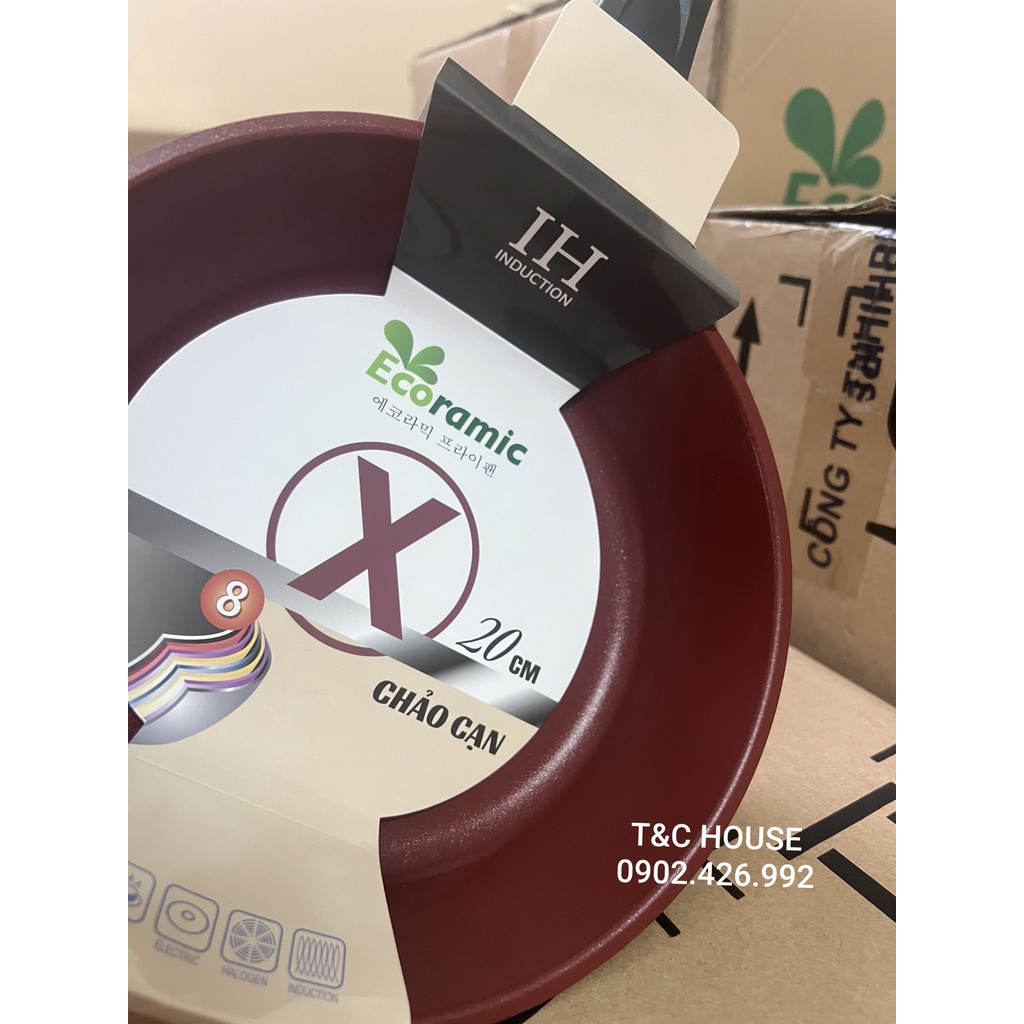 CHẢO 20,22CM CAO CẤP CHỐNG DÍNH ĐÁY TỪ ECORAMIC CHÍNH HÃNG
